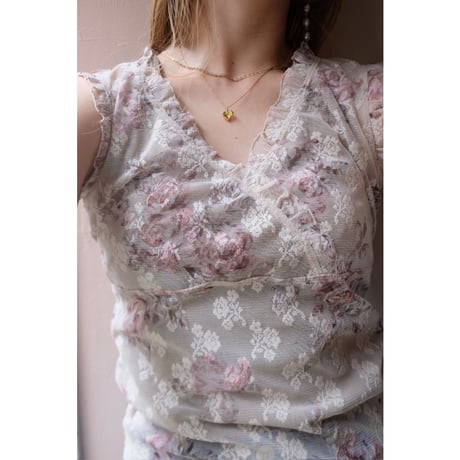 beige flower tank top