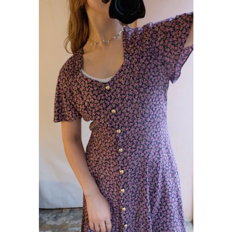 navy purple rose one-piece