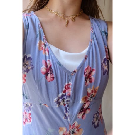 blue flower one-piece