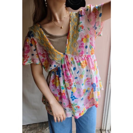 colorful flower blouse