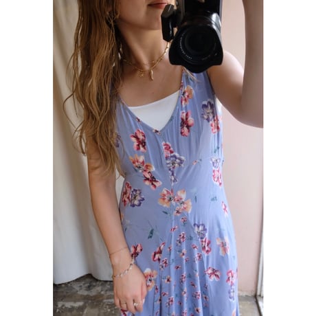 blue flower one-piece