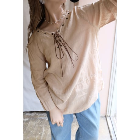 beige ribbon blouse