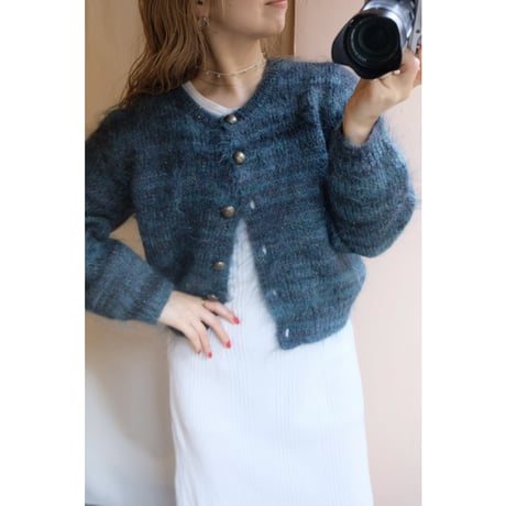 dark green mohair cardigan