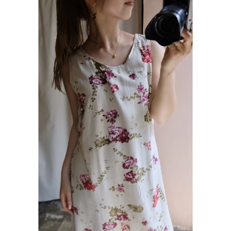 beige flower one-piece