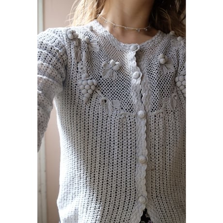gray crochet cardigan
