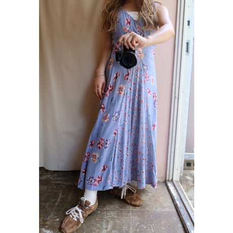blue flower one-piece