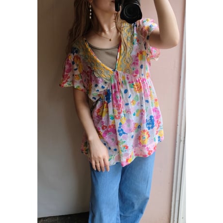 colorful flower blouse