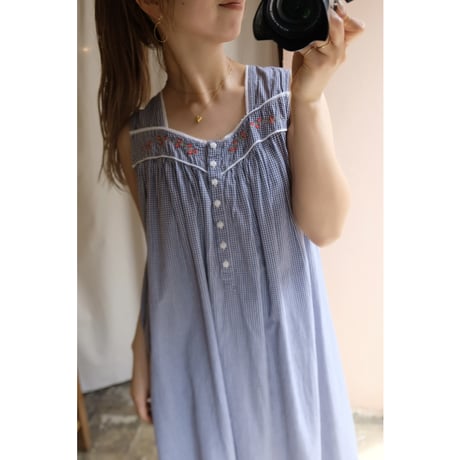 gingham check one-piece