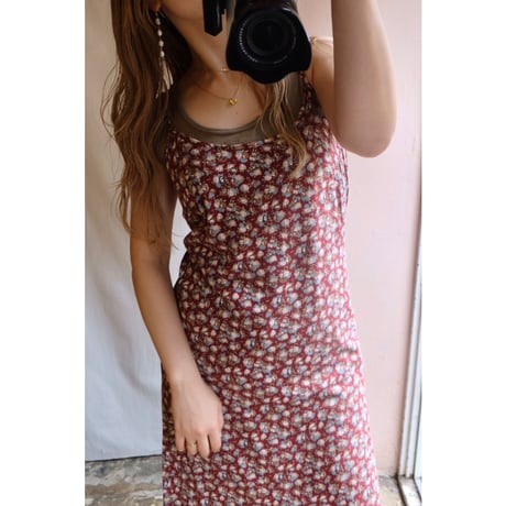 wine red flower one-piece