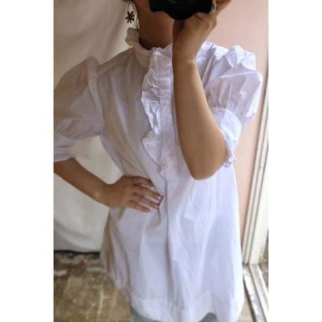 white frill  blouse