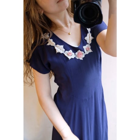navy rose one-piece