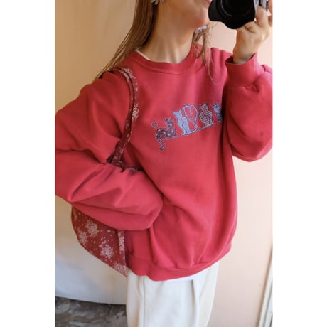 vintage red cat sweat