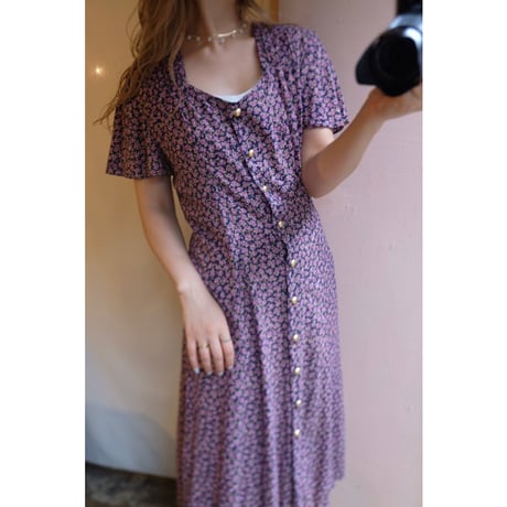 navy purple rose one-piece