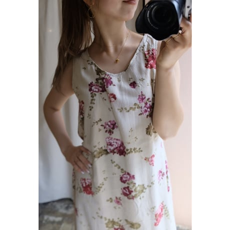 beige flower one-piece