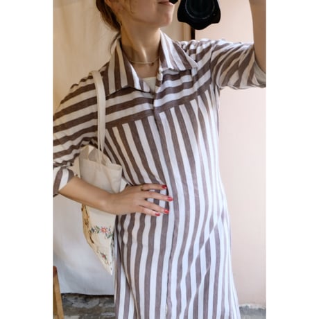 brown stripe one-piece