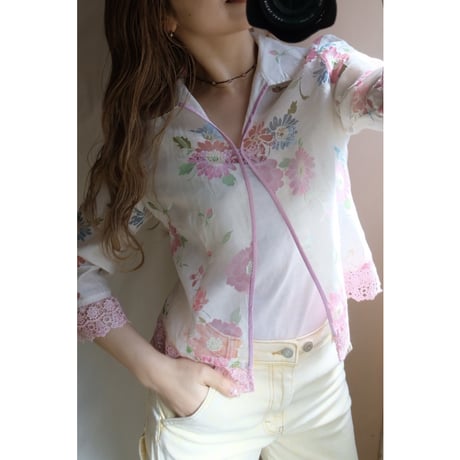 pink flower  blouse