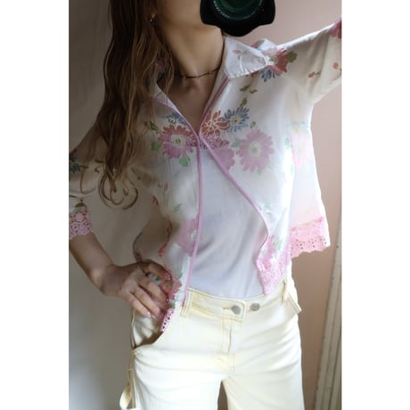 pink flower  blouse