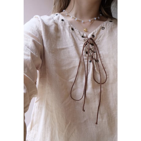 beige ribbon blouse