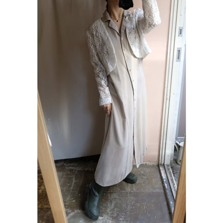 beige silk one-piece