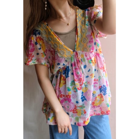 colorful flower blouse