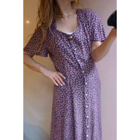 navy purple rose one-piece