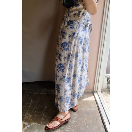 blue flower one-piece