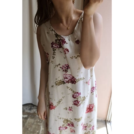 beige flower one-piece