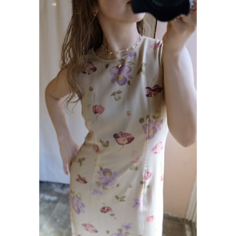 beige flower one-piece