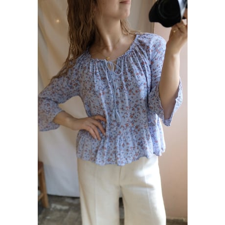 blue flower blouse