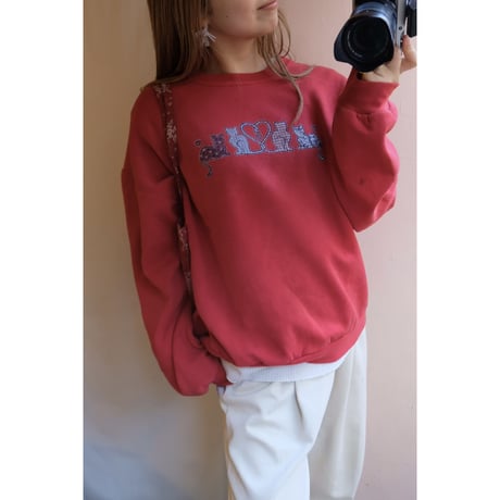 vintage red cat sweat