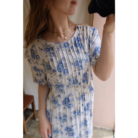blue flower one-piece
