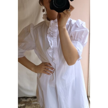 white frill  blouse