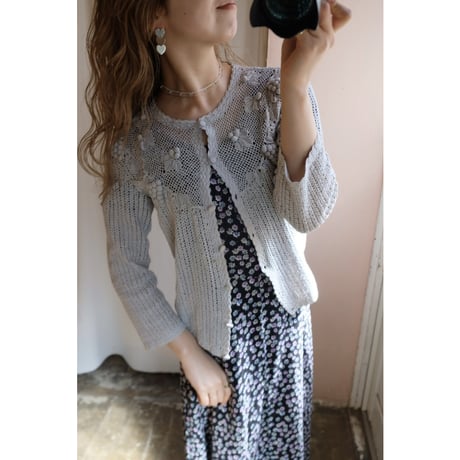 gray crochet cardigan