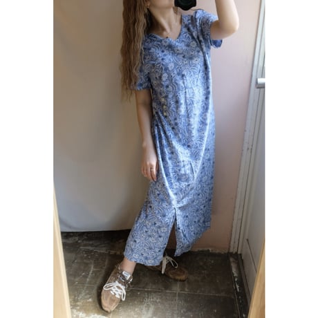 blue flower one-piece