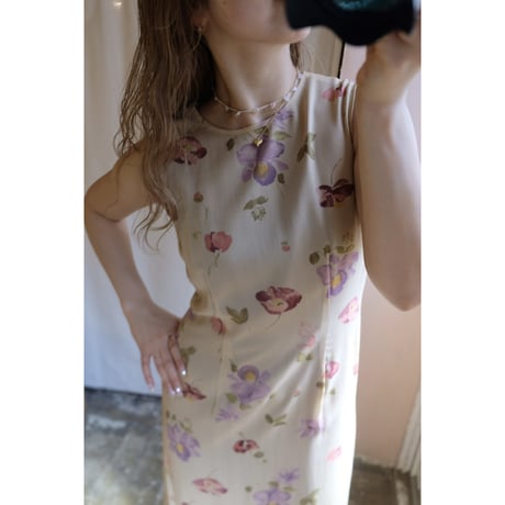 beige flower one-piece