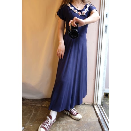 navy rose one-piece