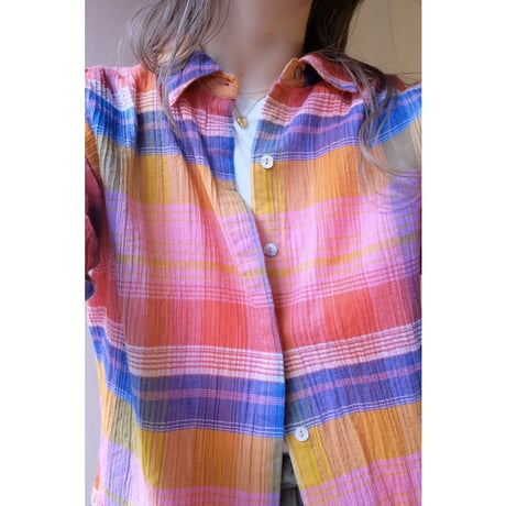 colorful gingham check shirt