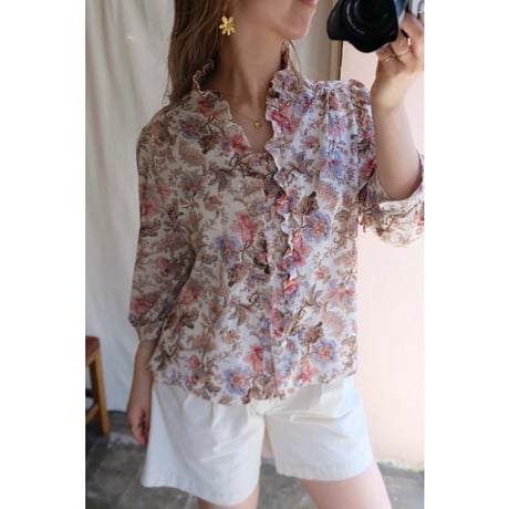 flower frill blouse
