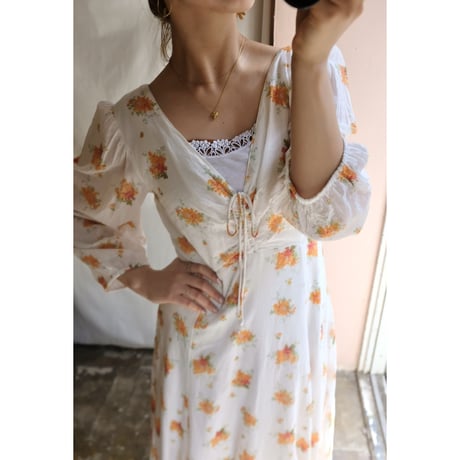 orange flower one-piece