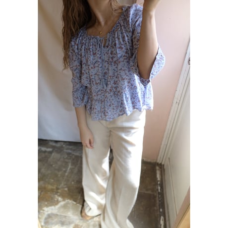 blue flower blouse