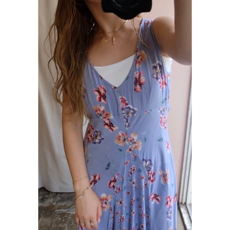 blue flower one-piece