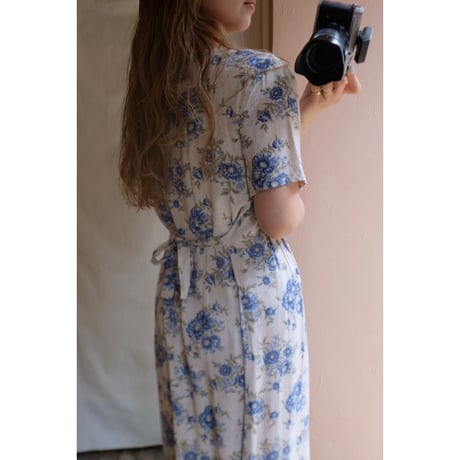 blue flower one-piece