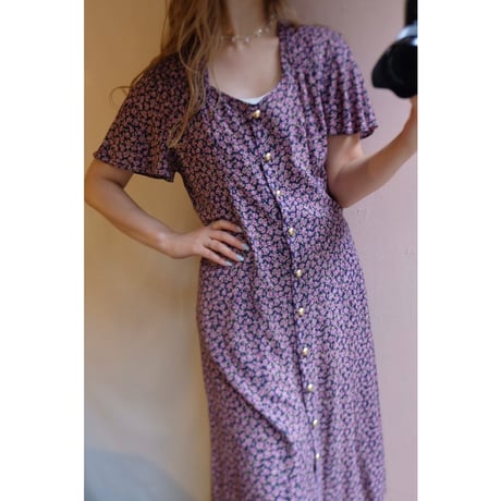 navy purple rose one-piece