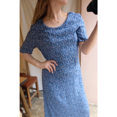 blue flower one-piece