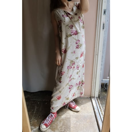 beige flower one-piece