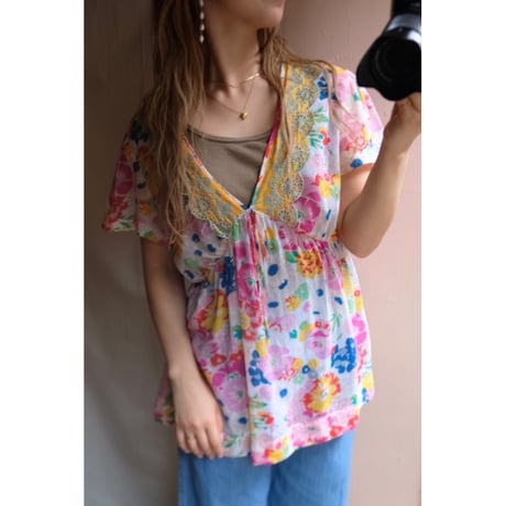 colorful flower blouse