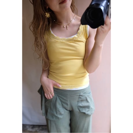 yellow lace tank top