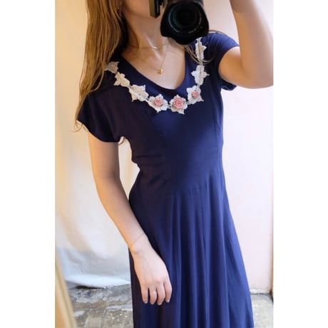 navy rose one-piece