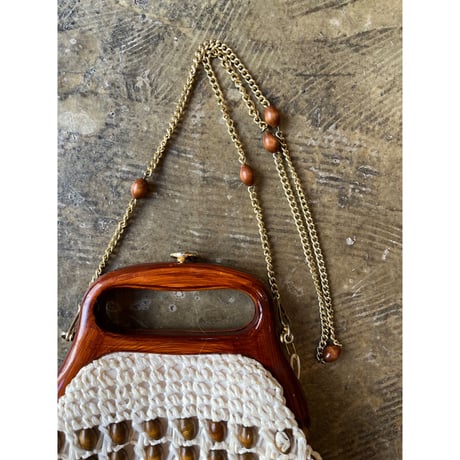 wood beads chain bag