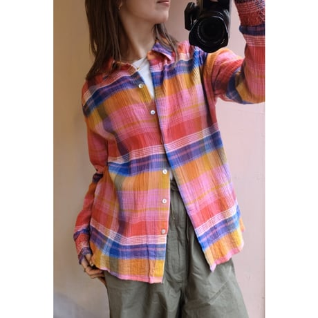 colorful gingham check shirt